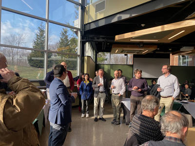 Department Chair Xingye Qiao addressing the reception